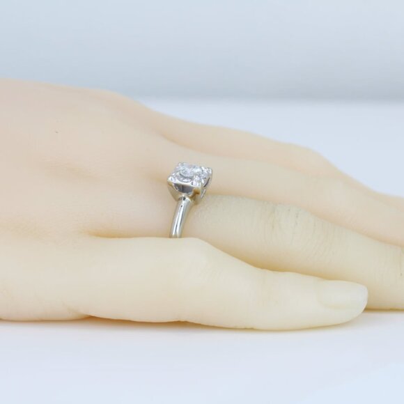 Vintage c.1950 Diamond Wedding Engagement Ring 14K White Gold Mid-Century Retro - Picture 6 of 7